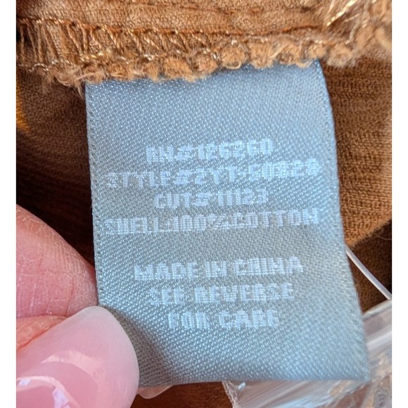 Lucky Brand Brown‎ Corduroy Ruffle Hem Mini Dress M Boho Cottage Indie Festival - Picture 9 of 14